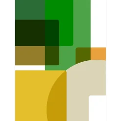 IDPanneaux Papier peint panoramique intissé géométrique superposé, vert, jaune, marron, 4 lés, L.280 x l.200cm