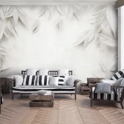 Wallarena Papier Peint Panoramique Intissé Feuilles Beton 400x280 cm - Colle Inclus - Moderne XXL Papier Peint por Chambre Salon