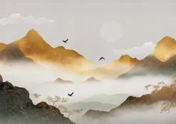 Wallarena Papier Peint Panoramique Intissé montagnes Nature Brun - 400x280 cm - Papier Peint Chambre et salon