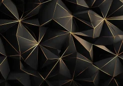 Wallarena Papier Peint Panoramique Intissé Abstrait Géométrique Noir - 400x280 cm - Papier Peint Chambre et salon