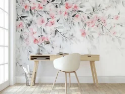 Wallarena Papier Peint Panoramique Intissé Feuilles Fleurs 350x250 cm - Colle Inclus - Chambre et Salon - Moderne Papier Peint