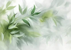 Wallarena Papier Peint Panoramique Intissé Feuilles Abstrait Vert - 416x254 cm - Papier Peint Chambre et salon