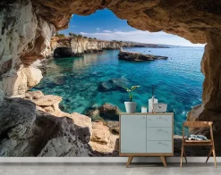 Papier Peint Panoramique Intissé 3D Grotte Brun - 350x250 cm - Papier Peint Chambre et salon-Wallarena Online