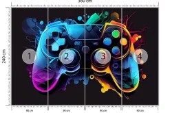 Muralo Papier Peint Photo MANETTE DE JEU Abstraction Pour Chambre D'Adolescent 360cm x 240cm