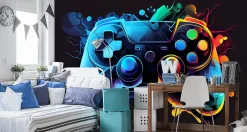 Muralo Papier Peint Photo MANETTE DE JEU Abstraction Pour Chambre D'Adolescent 360cm x 240cm