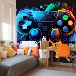 Muralo Papier Peint Photo MANETTE DE JEU Abstraction Pour Chambre D'Adolescent 360cm x 240cm