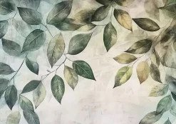 Papier Peint Photo Pour Chambre Feuilles Vert Nature 350x250 cm-Wallarena Best