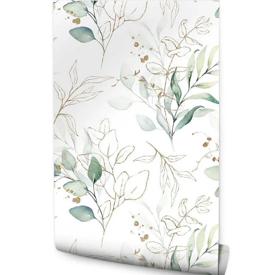 Muralo Papier Peint Pour Chambre FEUILLES Aquarelle Nature