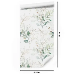Muralo Papier Peint Pour Chambre FEUILLES Aquarelle Nature