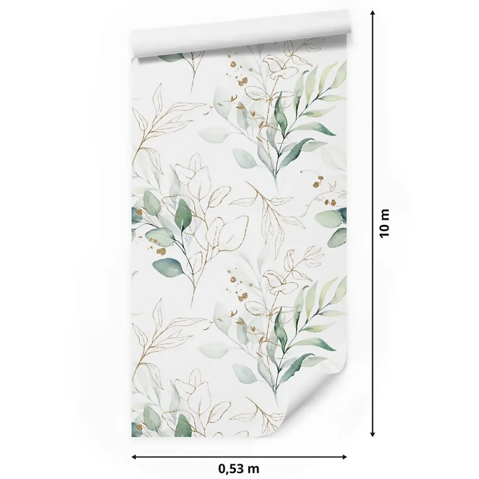 Muralo Papier Peint Pour Chambre FEUILLES Aquarelle Nature