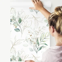 Muralo Papier Peint Pour Chambre FEUILLES Aquarelle Nature