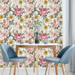 Papier Peint Pour La Chambre FLEURS Pivoines Hibiscus Pastel Nature-Muralo Discount