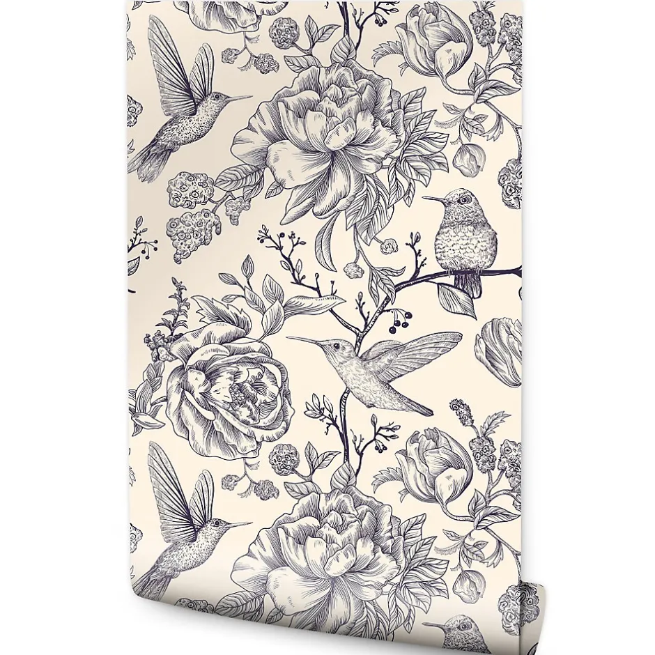 Muralo Papier Peint Pour La Chambre OISEAUX Fleurs Retro