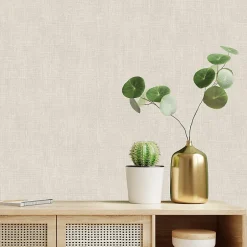 GoodHome Papier peint pré-encollé Easy Roll vinyle intissé uni grège l.53 x L.1005 cm, Coppins