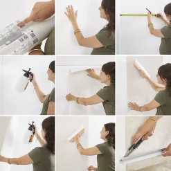 GoodHome Papier peint pré-encollé Easy Roll vinyle intissé uni grège l.53 x L.1005 cm, Coppins