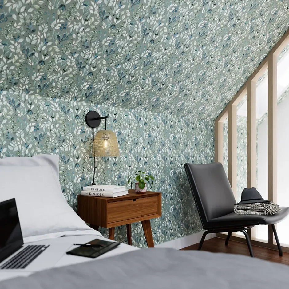 Papier peint pré-encollé vinyle intissé fleuri Easy Roll Begonia vert l.53 x H.1005 cm-GoodHome Sale