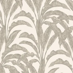 GoodHome Papier peint pré-encollé vinyle intissé feuillage Easy Roll Duffy feuillage beige l.53 x H.1005 cm