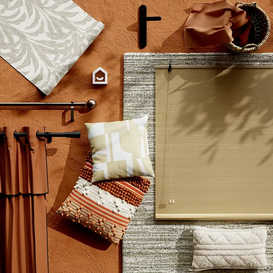 GoodHome Papier peint pré-encollé vinyle intissé feuillage Easy Roll Duffy feuillage beige l.53 x H.1005 cm