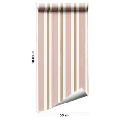 GoodHome Papier peint pré-encollé vinyle intissé rayures rose Easy Roll Penrose l.53 x H.1005 cm