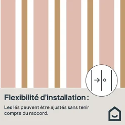 GoodHome Papier peint pré-encollé vinyle intissé rayures rose Easy Roll Penrose l.53 x H.1005 cm