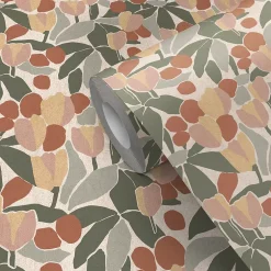 GoodHome Papier peint pré-encollé vinyle intissé fleuri Easy Roll Bahulu multicolore l.53 x H.1005 cm