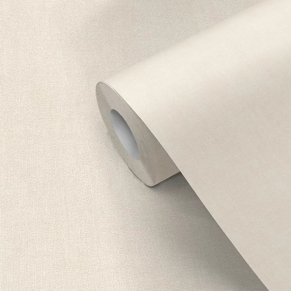 GoodHome Papier peint pré-encollé vinyle intissé uni beige Easy Roll Coppins l.53 x H.1005 cm