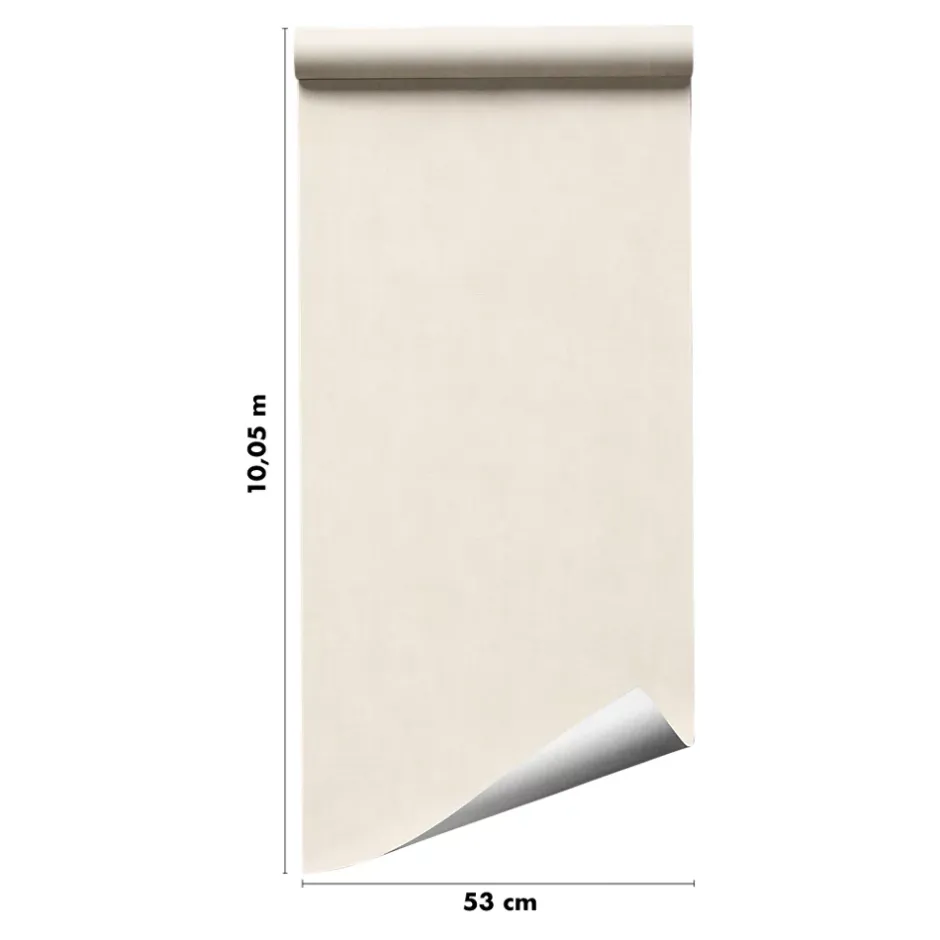 GoodHome Papier peint pré-encollé vinyle intissé uni beige Easy Roll Coppins l.53 x H.1005 cm