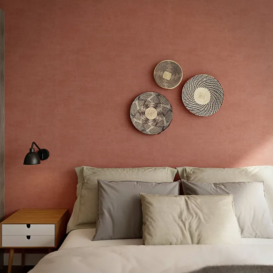 GoodHome Papier peint pré-encollé vinyle intissé uni terracotta Easy Roll Coppins l.53 x H.1005 cm