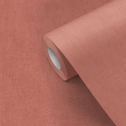 GoodHome Papier peint pré-encollé vinyle intissé uni terracotta Easy Roll Coppins l.53 x H.1005 cm