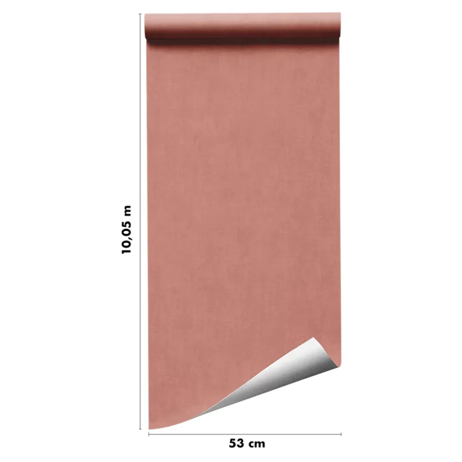 GoodHome Papier peint pré-encollé vinyle intissé uni terracotta Easy Roll Coppins l.53 x H.1005 cm