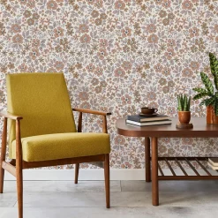 Papier peint pré-encollé vinyle intissé fleuri rose Easy Roll Lovko l.53 x H.1005 cm-GoodHome Best