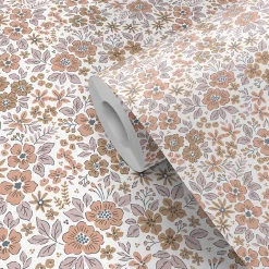 Papier peint pré-encollé vinyle intissé fleuri rose Easy Roll Lovko l.53 x H.1005 cm-GoodHome Best