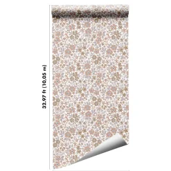 Papier peint pré-encollé vinyle intissé fleuri rose Easy Roll Lovko l.53 x H.1005 cm-GoodHome Best
