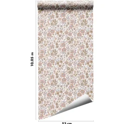 Papier peint pré-encollé vinyle intissé fleuri rose Easy Roll Lovko l.53 x H.1005 cm-GoodHome Best