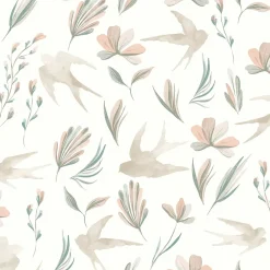 GoodHome Papier peint pré-encollé vinyle intissé fleuri Easy Roll Aubourne beige l.53 x H.1005 cm