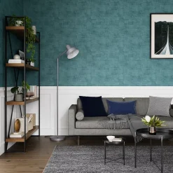 GoodHome Papier peint pré-encollé vinyle intissé géométrique Easy Roll Chaumont bleu l.53 x H.1005 cm