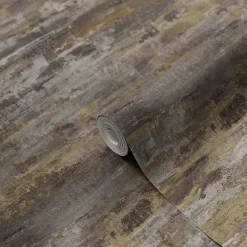 Papier peint pré-encollé vinyle intissé effet mur de béton Asisite aspect béton gris l.53 x H.1005 cm-GoodHome Sale