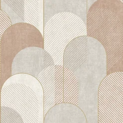 GoodHome Papier peint pré-encollé vinyle intissé géométrique Easy Roll Albury rose l.53 x H.1005 cm