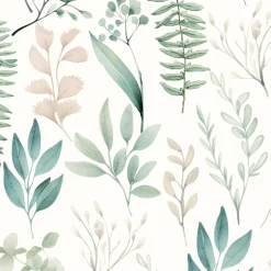 GoodHome Papier peint pré-encollé vinyle intissé fleuri Easy Roll Chandos vert l.53 x H.1005 cm