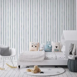 GoodHome Papier peint pré-encollé vinyle à rayures Easy Roll Satori rayures bleu l.53 x H.1005 cm