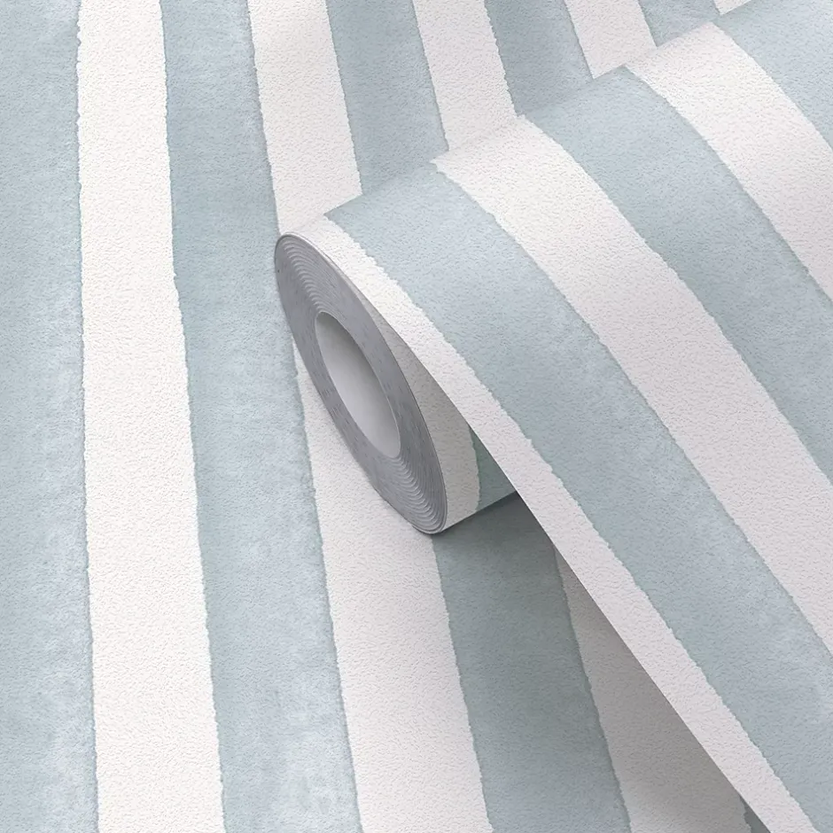 GoodHome Papier peint pré-encollé vinyle à rayures Easy Roll Satori rayures bleu l.53 x H.1005 cm