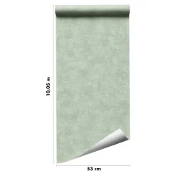 GoodHome Papier peint pré-encollé vinyle intissé uni vert pailleté Easy Roll Bagatelle l.53 x H.1005 cm