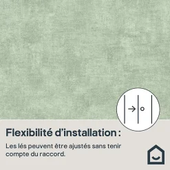 GoodHome Papier peint pré-encollé vinyle intissé uni vert pailleté Easy Roll Bagatelle l.53 x H.1005 cm