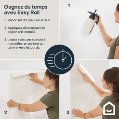 GoodHome Papier peint pré-encollé vinyle intissé uni vert pailleté Easy Roll Bagatelle l.53 x H.1005 cm