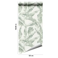 Papier peint pré-encollé vinyle intissé feuillage Easy Roll Halton vert l.53 x H.1005 cm-GoodHome