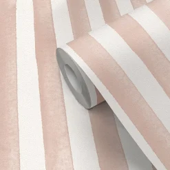 GoodHome Papier peint pré-encollé vinyle à rayures Easy Roll Satori rayures rose l.53 x H.1005 cm