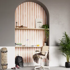 GoodHome Papier peint pré-encollé vinyle à rayures Easy Roll Satori rayures rose l.53 x H.1005 cm