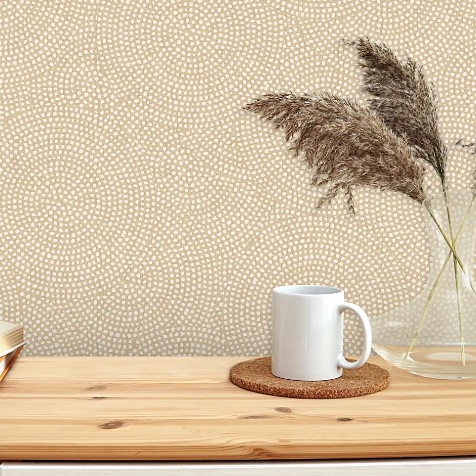 Papier peint pré-encollé vinyle intissé géométrique Easy Roll Bolsa beige l.53 x H.1005 cm-GoodHome Hot