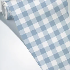 99Deco Papier peint raccordable - Vichy - Bleu - intissé : 150g/m² - 4 lés : 192x270cm