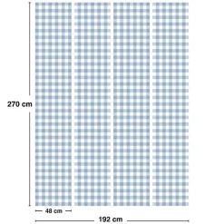 99Deco Papier peint raccordable - Vichy - Bleu - intissé : 150g/m² - 4 lés : 192x270cm